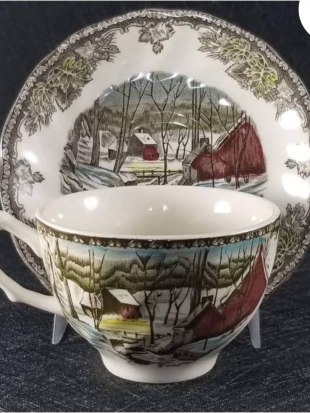 Vintage Johnson Bros Tea Cup and Saucer Transferware